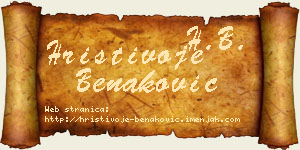 Hristivoje Benaković vizit kartica